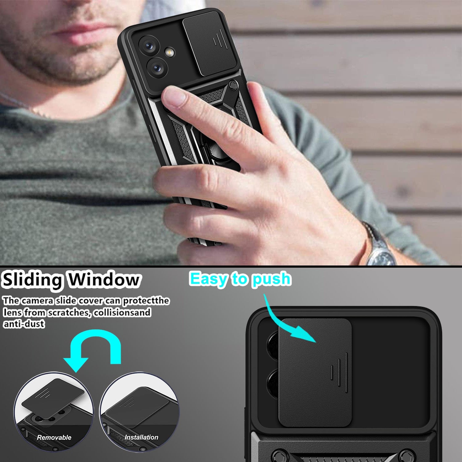 Slide Camera Phone Case for Samsung Galaxy A04e 4G F04 4G M04 4G Hard PC Soft TPU Protective Rugged Phone Cover with Kickstand Slide Camera Phone Case for Samsung Galaxy A04e 4G F04 4G M04 4G Hard PC Soft TPU Protective Rugged Phone Cover with Kickstand
